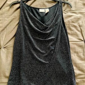 Hanging neckline glitter top